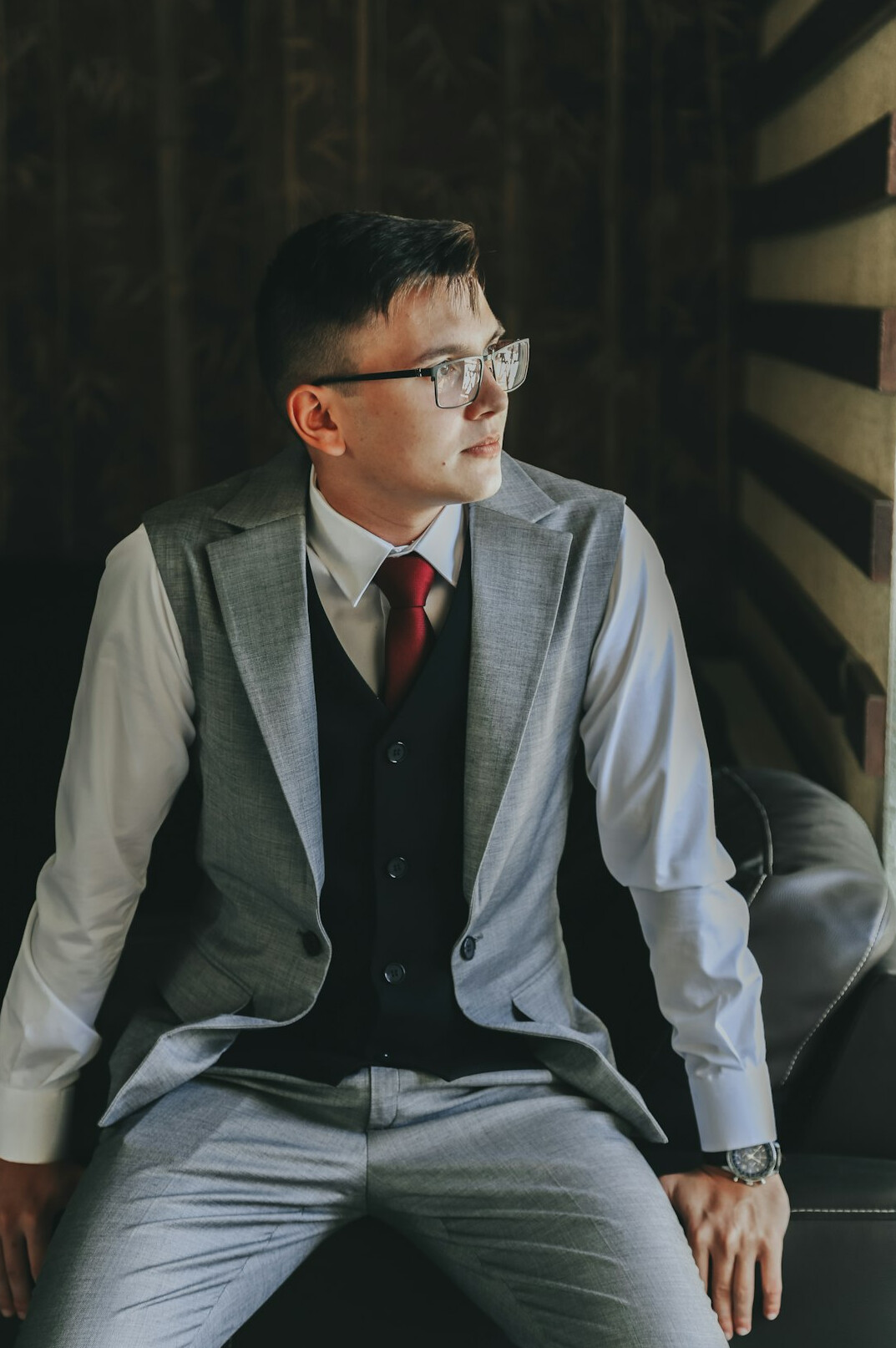 Studio portrait of a middle-aged Croatian man with glasses